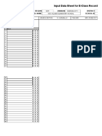 Input Data Sheet For E-Class Record: Region Division District School Name School Id