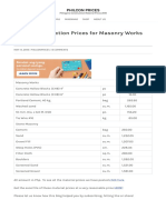 List of Construction Prices For Masonry Works Philippines - PHILCON PRICES