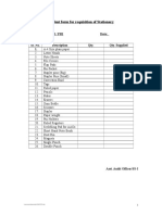 'Indent Form For Requisition of Stationary: Section: Social Sector-I / Pri Date