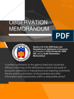 Audit Observation Memorandum