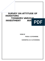 Survey On Attitude Of: Investors Towadrs Various Investment Aveneues