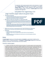 Format For Reaction Papers