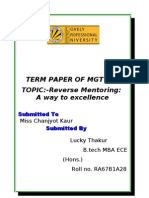 Term Paper of MGT 512 TOPIC:-Reverse Mentoring: A Way To Excellence