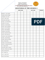 Grade 9 - Monitoring of Tree Growing - : Names Forest Trees Fruit Trees Remarks