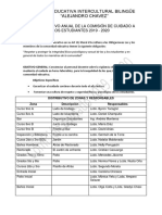 Plan Operativo Anual de La Comision de Cuidado A Los Estudiantes 2019