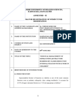 Rajiv Gandhi University of Health Sciences, Karnataka, Bangalore Annexure-Ii Proforma For Registration of Subject For Dissertation