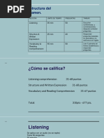 Estructura Del Examen.: Listening 35 Min 50