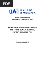 Estimación de Recursos en El Deposito Oro - Cobre - Plata de Canahuire, Proyecto Chucapaca - Peru - Alex Santos - v5 - 11052014