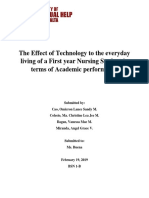 The Effect of Technology To The Everyday Living of A First Year Nursing Student in Terms of Academic Performance