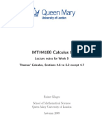 MTH4100 Calculus I: Lecture Notes For Week 9 Thomas' Calculus, Sections 4.6 To 5.2 Except 4.7