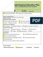 Individualised Education Plan: This Is A Working Document To Be Reviewed