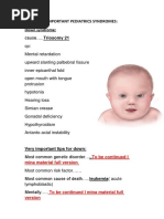 Important Pediatrics Syndromes