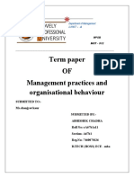 Term Paper OF Management Practices and Organisational Behaviour