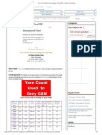 Yarn Count Used According To Grey GSM - Textile Calculation