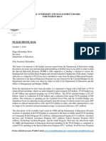 Carta de La Junta de Supervisión Fiscal