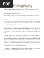 Unit One-Introduction To Digital Cameras