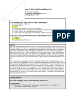 Summary Sheet For Assignment 2: Differentiated Learning Experience