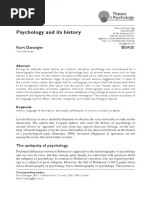 Psychology and Its History: Kurt Danziger