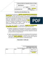 PLT-SST-006 Política de Seguridad Vial