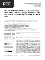 The Effect of Human Immunodeficiency Virus-1 Infection On Low Birth Weight, Mother To Child HIV Transmission and Infants' Death in African Area