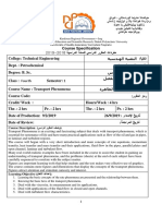 Transport Phenomena Course Book Duhok 2020