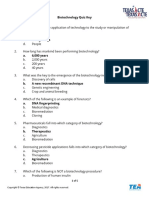 Biotechnology Quiz Key