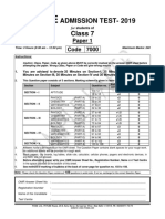 Fiitjee: Admission Test-2019