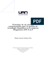 Prototipo de Un Sistema Computarizado para La Gestion de Tecnologia Biomedica