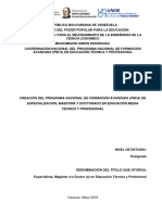 Documento Base Del Pnfa. Fundamentación Del Pnfa en Educación Técnica y Profesional