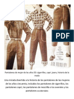 Viaje en El Tiempo Pantalones de Mujer de Los Años 50