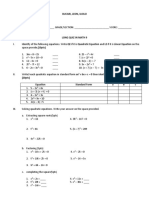 LOng Quiz Math 9