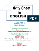 Activity Sheet In: English 6