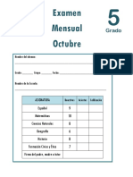 Octubre - 5to Grado - Examen Mensual