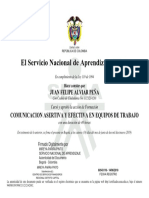 Certificado Comunicacion Asertiva y en Equipo de Trabajo