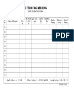 Hi-Tech Engineering: Supplier Rating Form