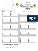 Answer Sheet Answer Sheet: SY 2019-2020 SY 2019-2020