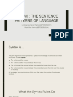 Syntax: The Sentence Patterns of Language: Lintang Gumelar Utami (19706251007) Rizki Eka Safitri (19706251014)