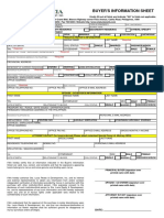 Buyer'S Information Sheet: Required Required