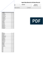 Input Data Sheet For E-Class Record: Region Division District School Name School Id