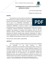 Causas Das Falências Das Pequenas Empresas No Brasil