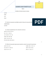 Examen Matemáticas T1 1 ESO