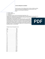 PASTEURISER Holding Section Holding Time Calculation