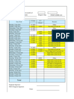 PESCO Time Sheet For The Month of Name: Rehan Monis Project / Site ID