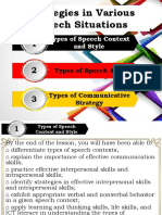 Strategies in Various Speech Situations