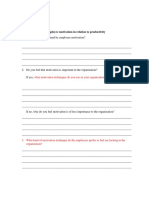 Questionnaire: TITLE: Importance of Employee Motivation in Relation To Productivity