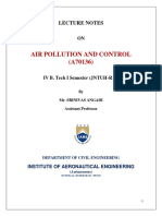 Air Pollution and Control (A70136) : Lecture Notes