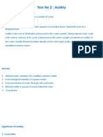 Test No 2: Acidity: Aim: To Determine The Acidity in A Sample of Water