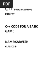 Programming Project: C++ Code For A Basic Game Name:Sarvesh