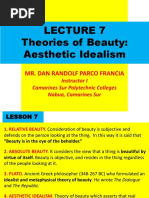 Lecture 7. (Theories of Beauty) Aesthetic Platonism