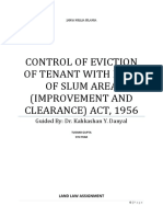 Control of Eviction of Tenant With Role of Slum Area Improvement and Clearance Act 1956